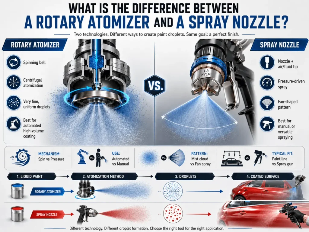 Difference Between a Rotary Atomizer and a Spray Nozzle