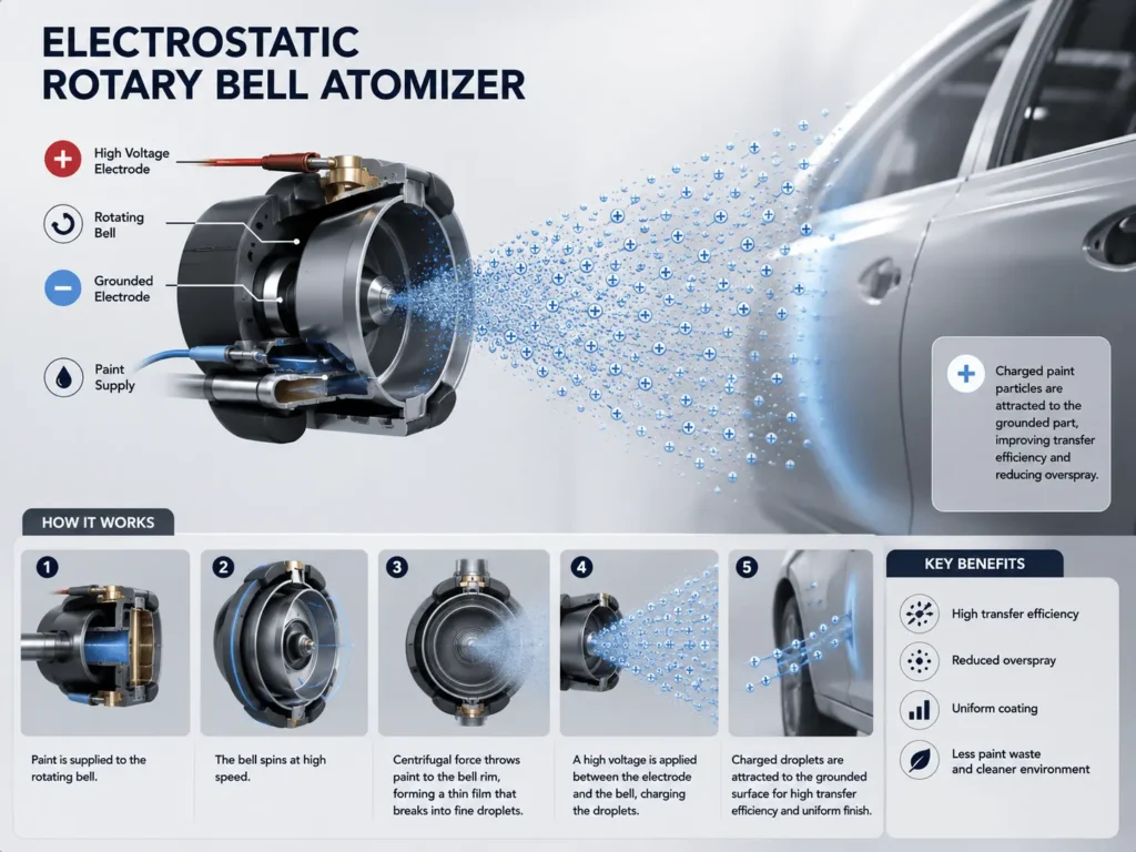 How does a rotary atomizer work